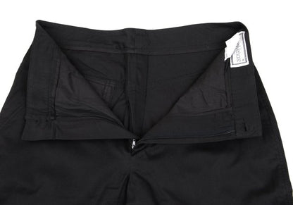 GIANNI VERSACE Black Cotton Tapered Pants Size 48