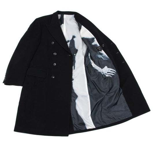 Jean Paul GAULTIER HOMME Black Graphic Melton Coat Size 48