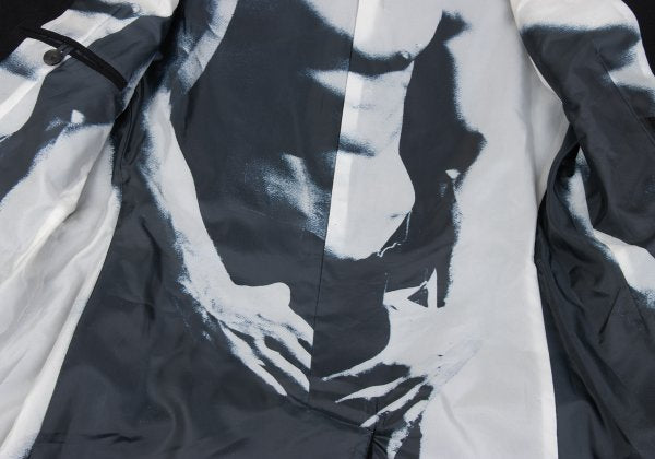 Jean Paul GAULTIER HOMME Black Graphic Melton Coat Size 48