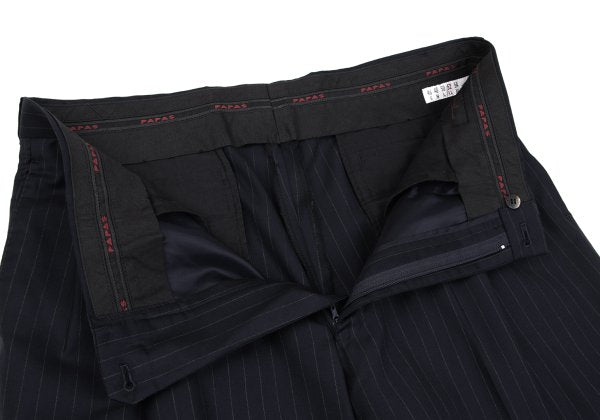 Papas GUABELLO SUPER130'S Wool Chalk Pants Navy Size 52LL