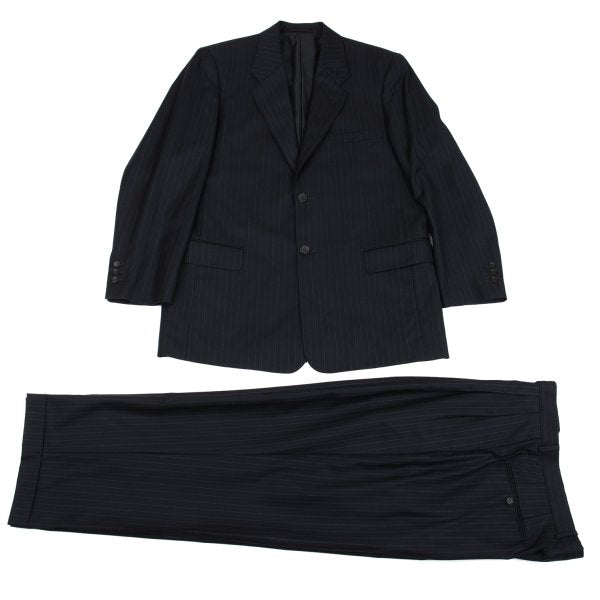 Papas GUABELLO SUPER130'S Wool Chalk Suit Navy Size 48M 52LL