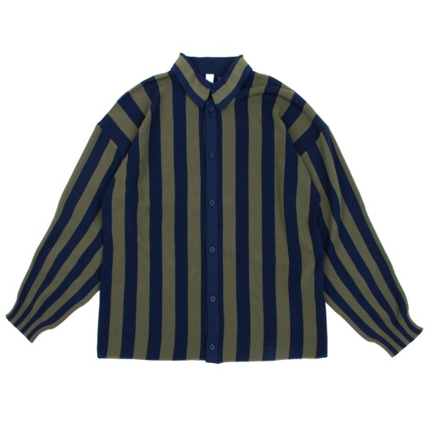 CFCL 24AW Poly Stripe Knit Shirt Navy Khaki Size 3