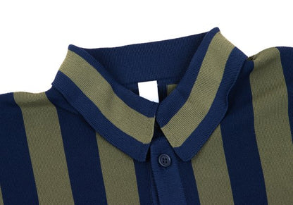 CFCL 24AW Poly Stripe Knit Shirt Navy Khaki Size 3