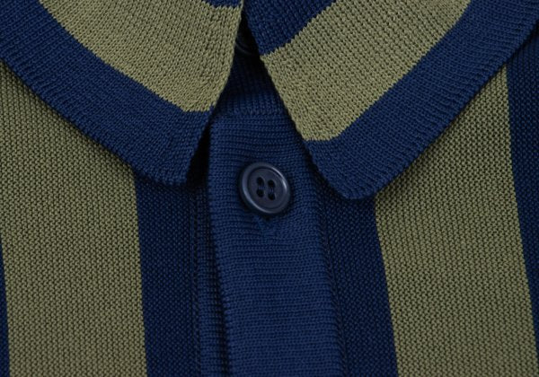 CFCL 24AW Poly Stripe Knit Shirt Navy Khaki Size 3
