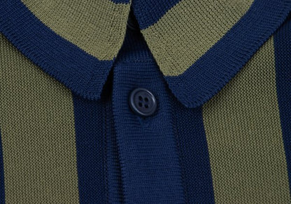 CFCL 24AW Poly Stripe Knit Shirt Navy Khaki Size 3