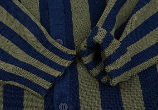 CFCL 24AW Poly Stripe Knit Shirt Navy Khaki Size 3