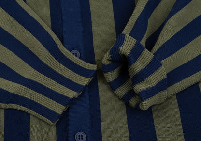 CFCL 24AW Poly Stripe Knit Shirt Navy Khaki Size 3