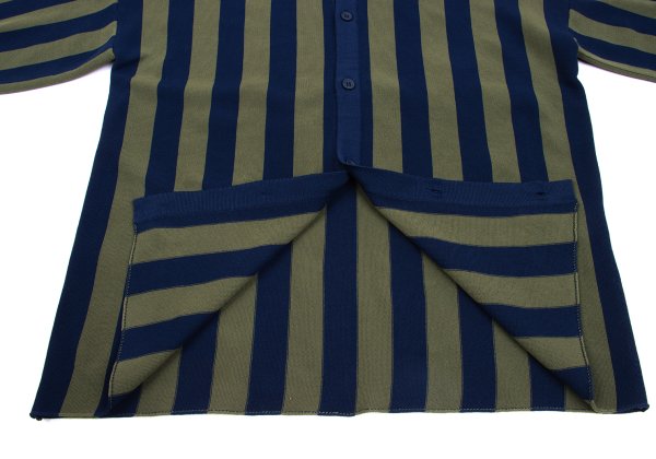 CFCL 24AW Poly Stripe Knit Shirt Navy Khaki Size 3