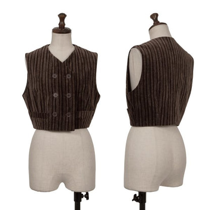 gigli Velour Stripe Double Vest Brown/Black Size 38M
