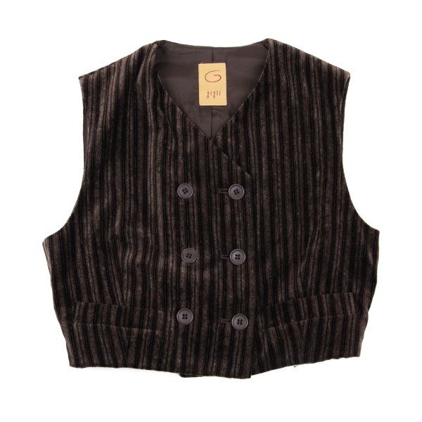 gigli Velour Stripe Double Vest Brown/Black Size 38M