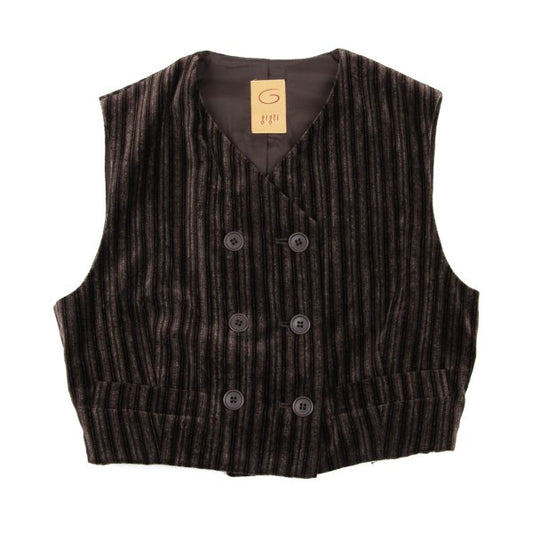 gigli Velour Stripe Double Vest Brown/Black Size 38M