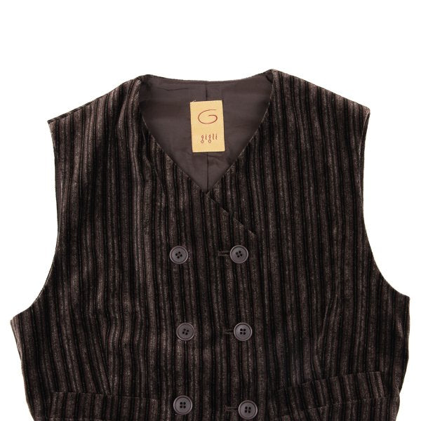 gigli Velour Stripe Double Vest Brown/Black Size 38M