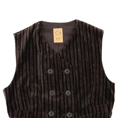 gigli Velour Stripe Double Vest Brown/Black Size 38M