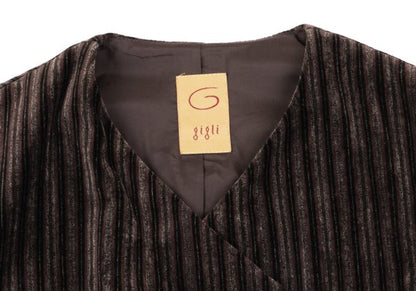 gigli Velour Stripe Double Vest Brown/Black Size 38M