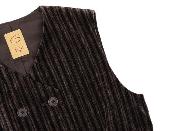 gigli Velour Stripe Double Vest Brown/Black Size 38M