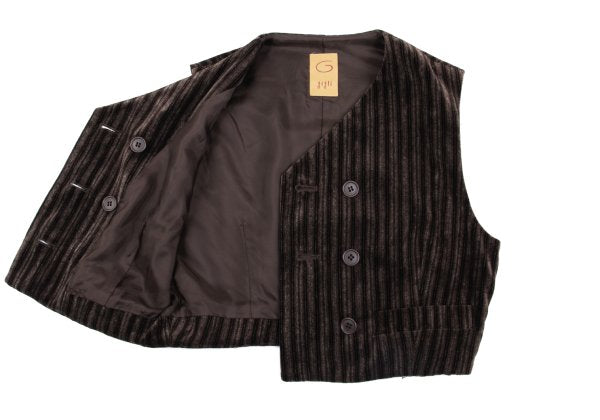 gigli Velour Stripe Double Vest Brown/Black Size 38M