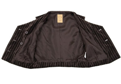 gigli Velour Stripe Double Vest Brown/Black Size 38M