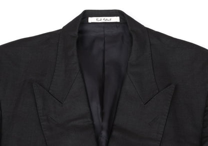 Karl Helmut Black Linen Embroidered Lapel Jacket Size M