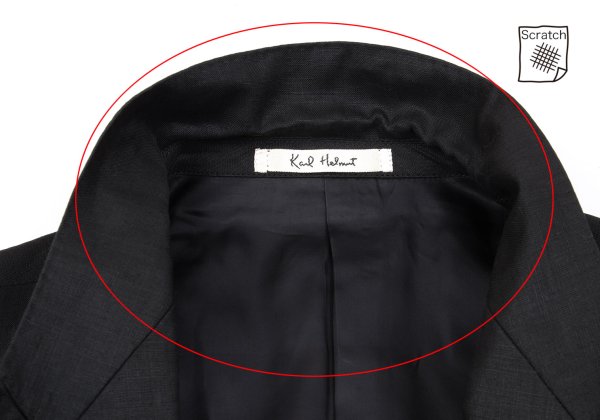 Karl Helmut Black Linen Embroidered Lapel Jacket Size M