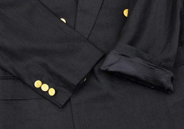 Karl Helmut Black Linen Embroidered Lapel Jacket Size M