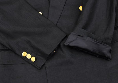Karl Helmut Black Linen Embroidered Lapel Jacket Size M