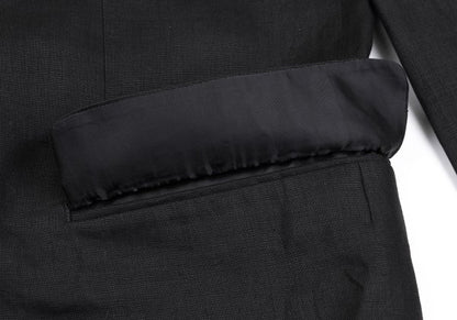 Karl Helmut Black Linen Embroidered Lapel Jacket Size M