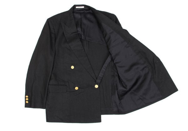Karl Helmut Black Linen Embroidered Lapel Jacket Size M