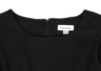 Calvin Klein Hem Border Belted Sleeveless Dress Black Size 2