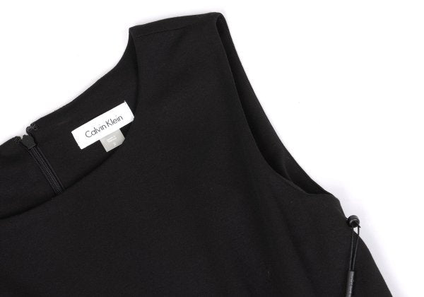 Calvin Klein Hem Border Belted Sleeveless Dress Black Size 2