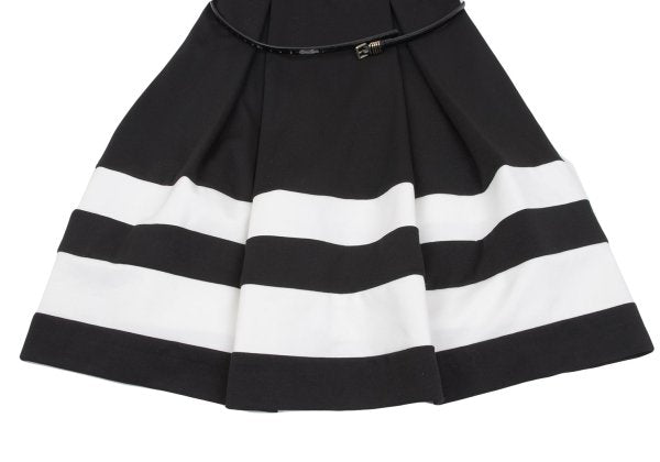Calvin Klein Hem Border Belted Sleeveless Dress Black Size 2
