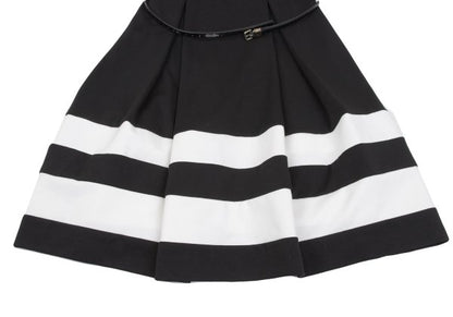 Calvin Klein Hem Border Belted Sleeveless Dress Black Size 2