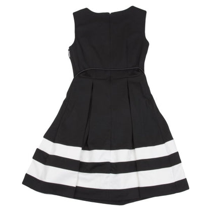 Calvin Klein Hem Border Belted Sleeveless Dress Black Size 2