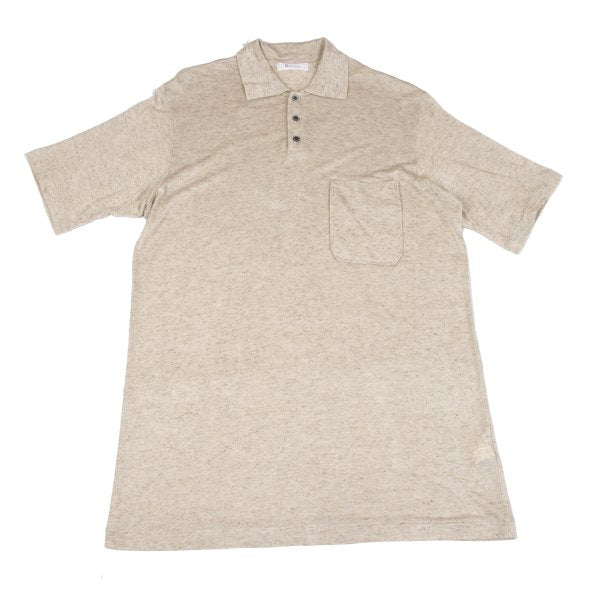Y's for men Rayon Linen Short Sleeve Polo Shirt Beige Size M