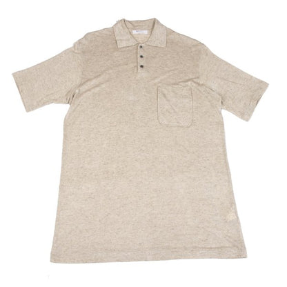 Y's for men Rayon Linen Short Sleeve Polo Shirt Beige Size M