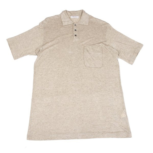 Y's for men Rayon Linen Short Sleeve Polo Shirt Beige Size M