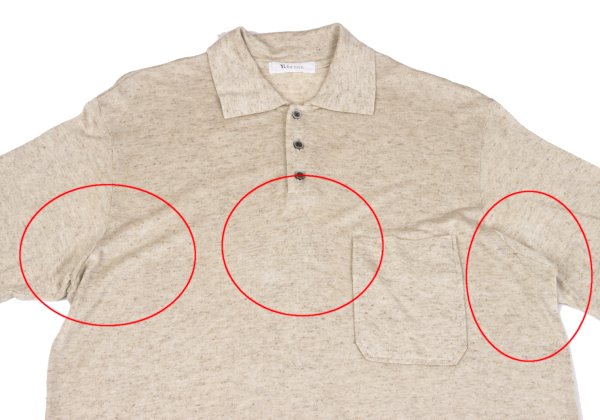 Y's for men Rayon Linen Short Sleeve Polo Shirt Beige Size M