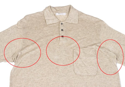 Y's for men Rayon Linen Short Sleeve Polo Shirt Beige Size M