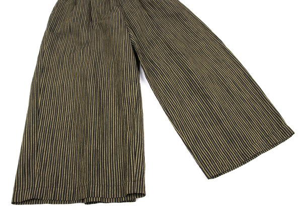 ISSEY MIYAKE Cotton Linen Stripe Back Pants Yellow Size M