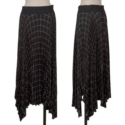 JOSEPH Check Draped Pleated Midi Skirt Black Size 38