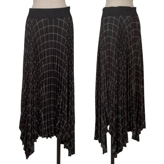 JOSEPH Check Draped Pleated Midi Skirt Black Size 38