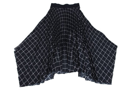 JOSEPH Check Draped Pleated Midi Skirt Black Size 38