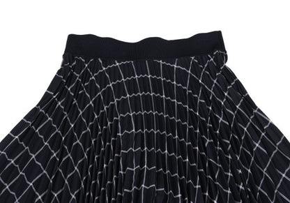 JOSEPH Check Draped Pleated Midi Skirt Black Size 38
