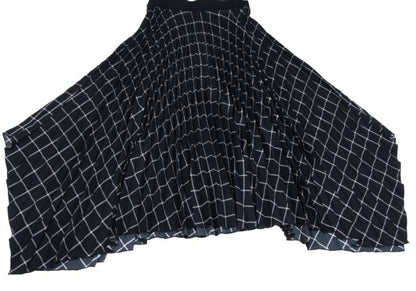 JOSEPH Check Draped Pleated Midi Skirt Black Size 38