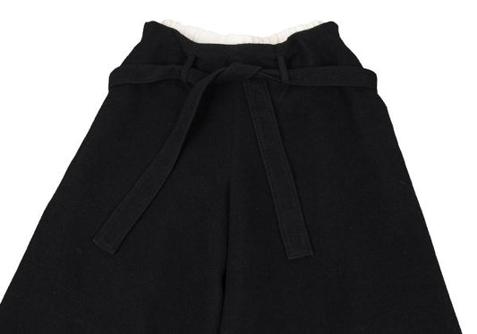 Y's Waist Layered Belted Wide Pants Black Size M