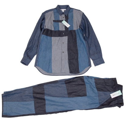 COMME des GARCONS SHIRT Patchwork Shirt Blue/Gray Size M