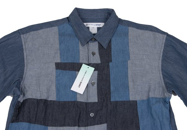 COMME des GARCONS SHIRT Patchwork Shirt Blue/Gray Size M