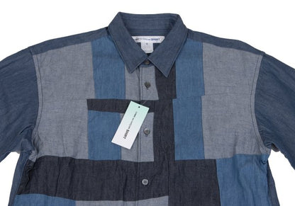 COMME des GARCONS SHIRT Patchwork Shirt Blue/Gray Size M
