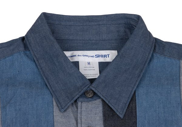 COMME des GARCONS SHIRT Patchwork Shirt Blue/Gray Size M