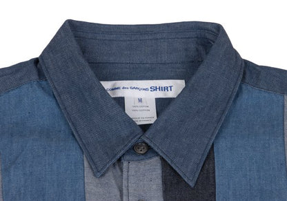 COMME des GARCONS SHIRT Patchwork Shirt Blue/Gray Size M