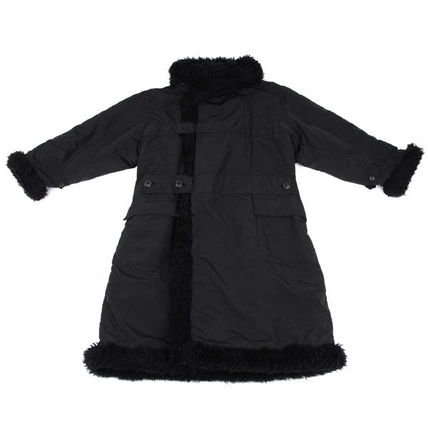 ISSEY MIYAKE MEN Poly Fur Trim Padded Long Coat Black Size M